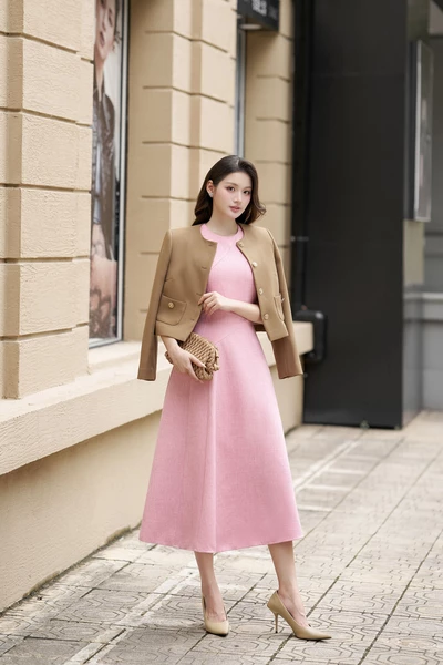 Đầm Tweed Hồng Phấn