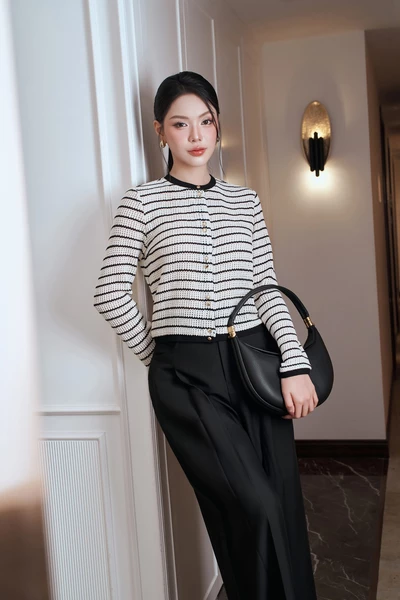 Áo len tay dài Parisian Stripe