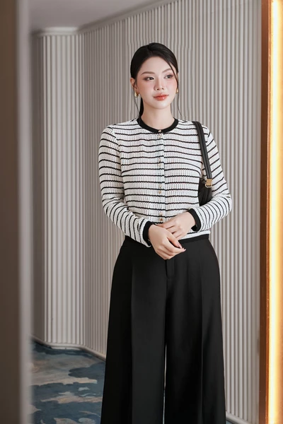 Áo len tay dài Parisian Stripe