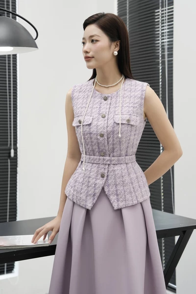Áo Tweed Lilac Elegance