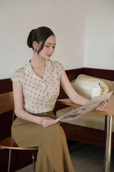 Áo sơ mi Polka Drape