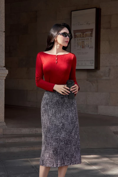 Áo len dệt kim vân hoa