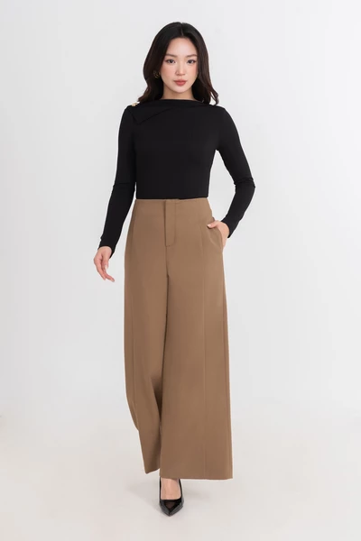 Quần suông ống rộng Camel Elegant