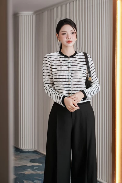 Áo len tay dài Parisian Stripe
