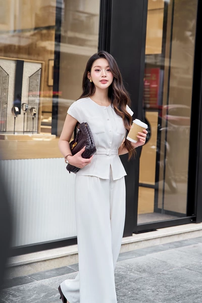 Quần tây dáng suông Melange