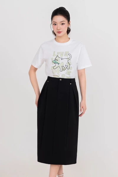 Chân váy midi A xếp ly Classic