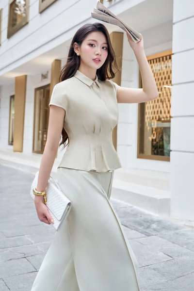 Áo sơ mi xếp ly Matcha
