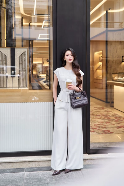 Quần tây dáng suông Melange