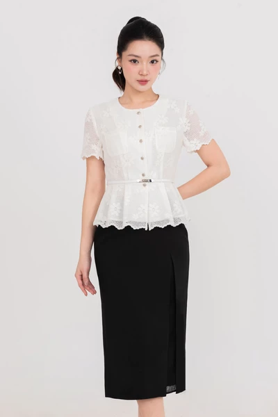 Áo Peplum Ivory Lace
