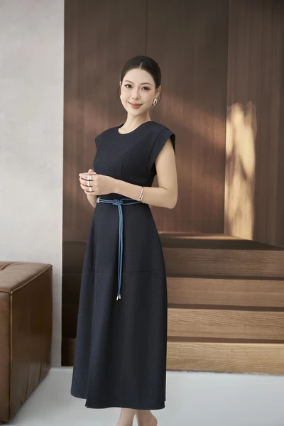 Đầm xòe Denim tay hến