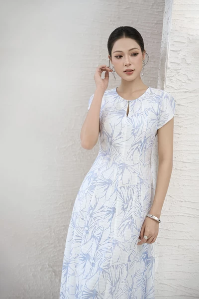 Đầm xòe họa tiết Ocean Whisper