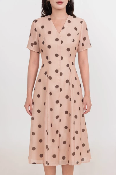 Đầm lụa xòe chấm bi