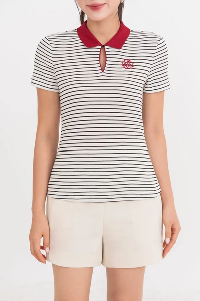 Áo Polo dệt kim Red Stripe