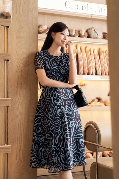Đầm tơ lụa Blue Oasis